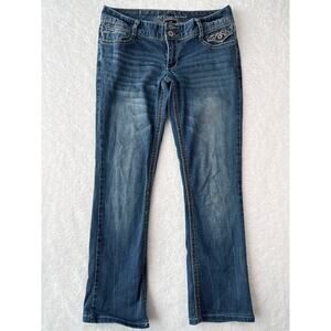 Ariya Jeans Women Size 7/8 Flap Pockets Embroidered 90s Bootcut Retro Fit